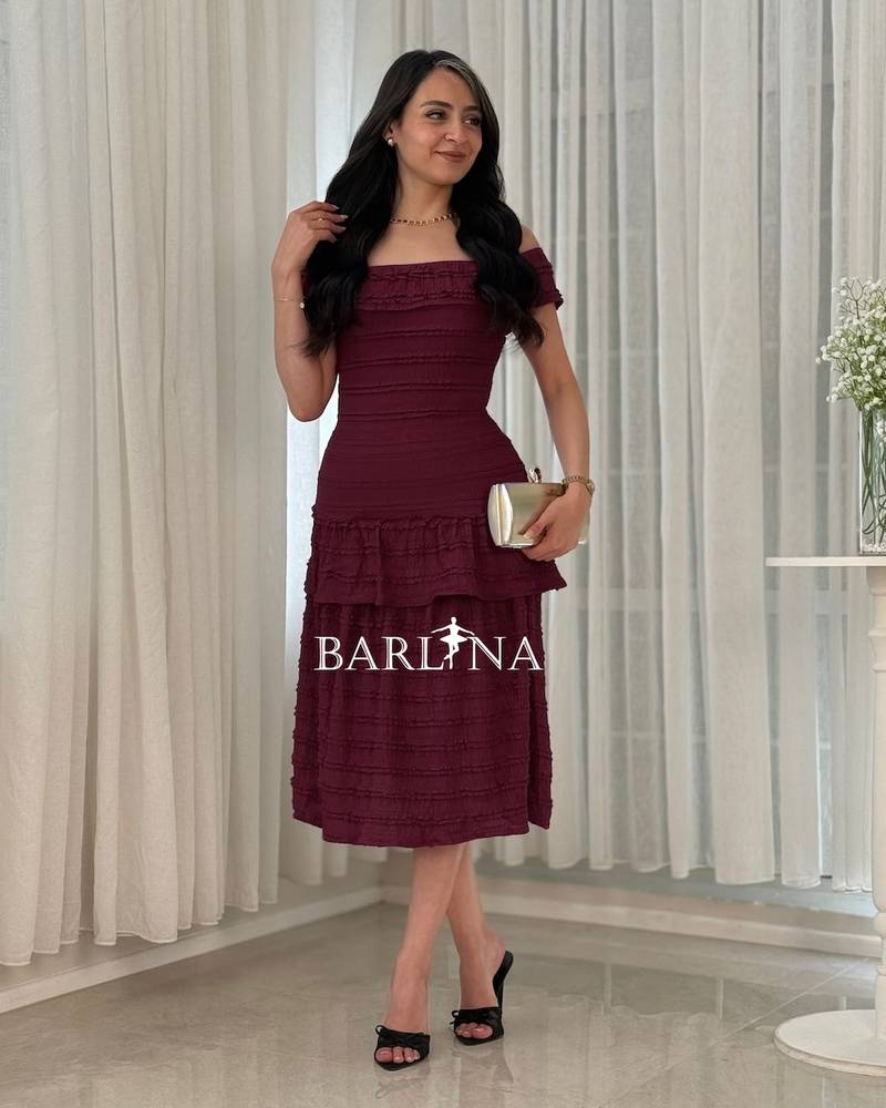  midi dress with soft layers