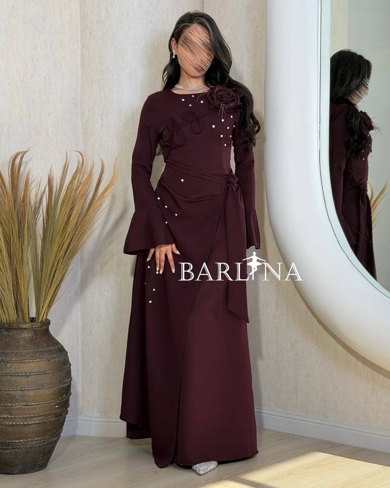 Women's long soft burgundy dress