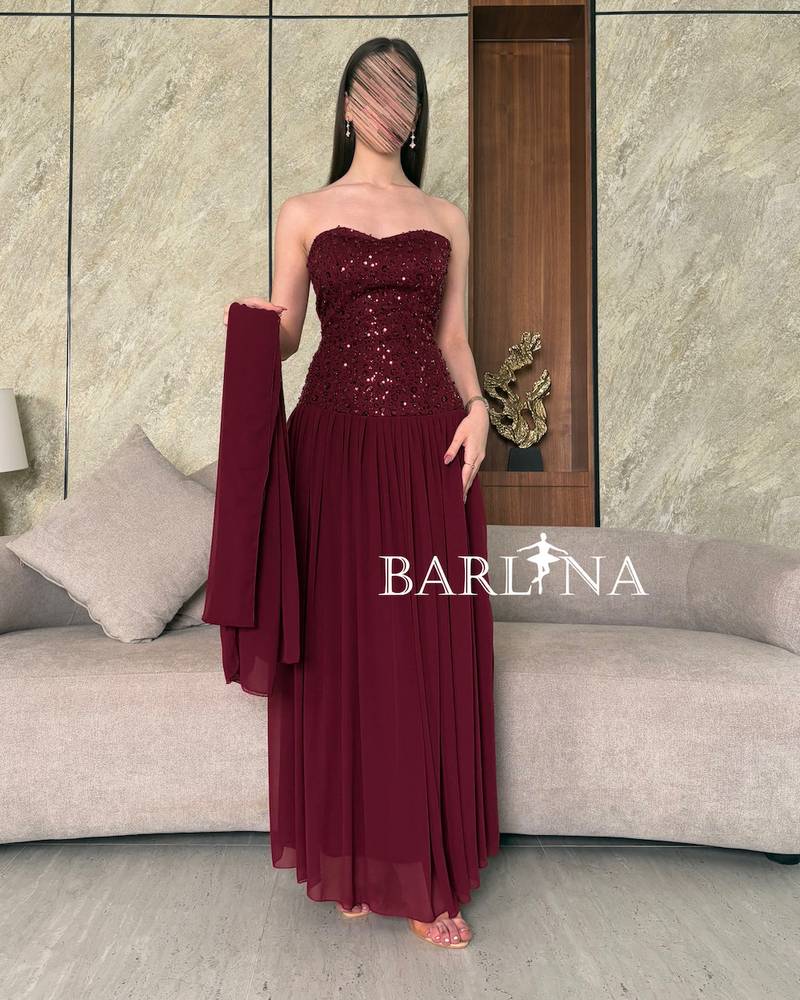 Burgundy dress with sequin top