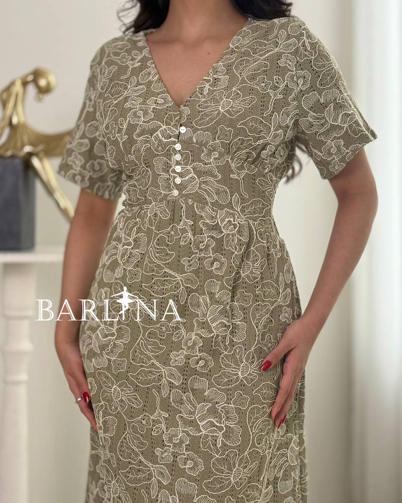 Floral midi dress with buttons down the center