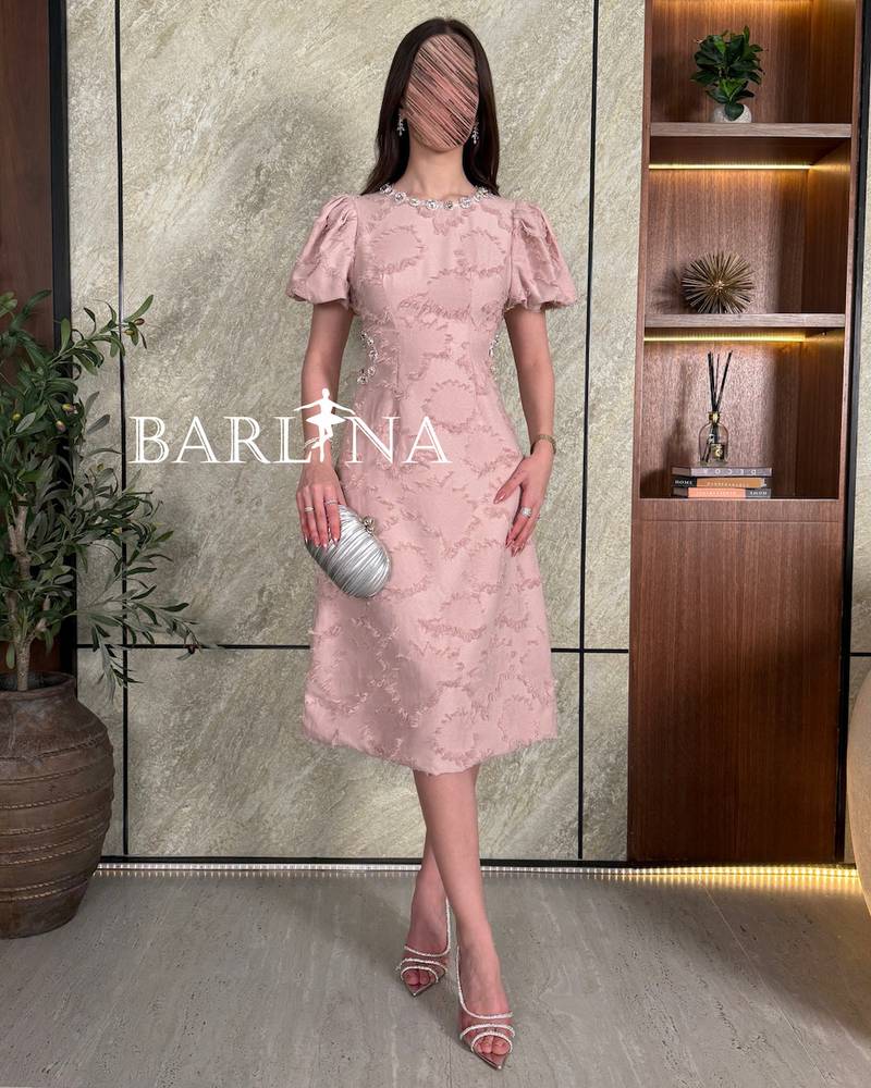 Pink dress with a collar and shiny sides