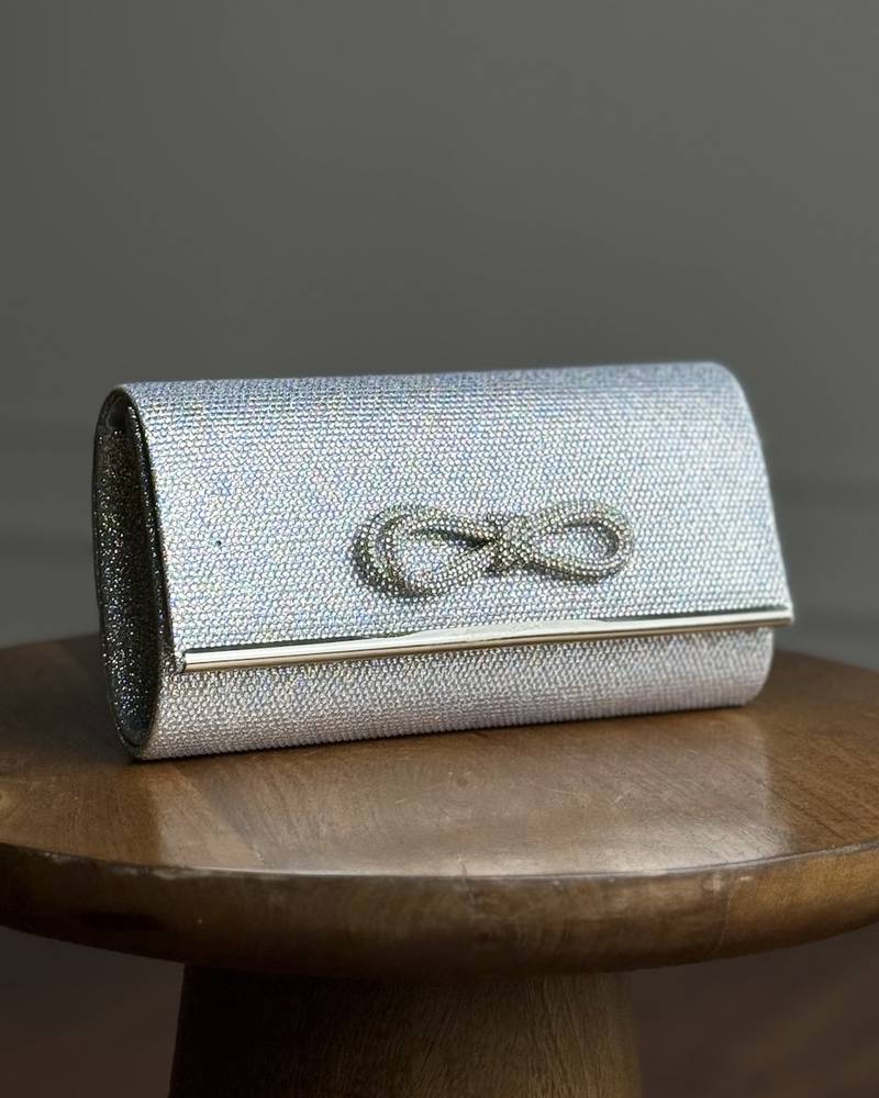 Crystal evening bag with bow tie