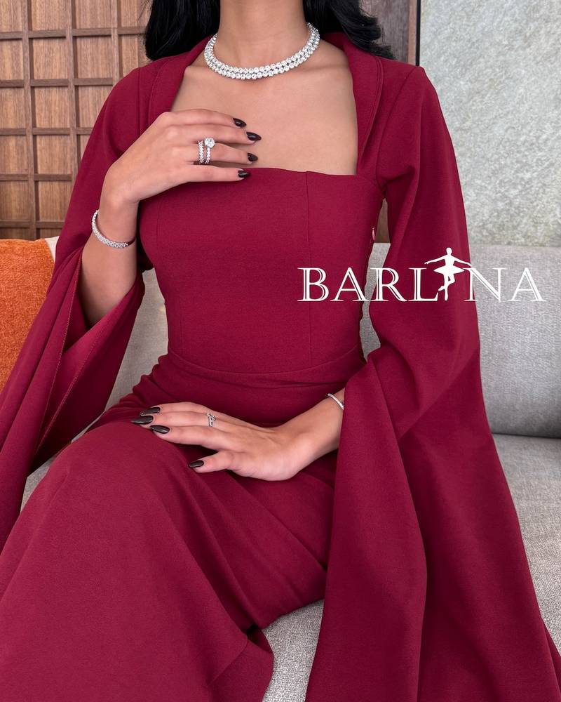 Burgundy Midi Dress with Long Loose Sleeves