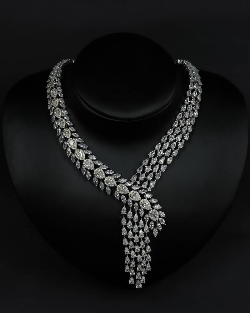 Crystal-studded accessory set with a dangling design