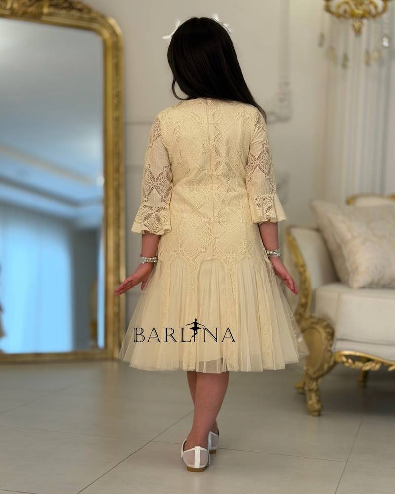 Girls' dress with lace and embroidery on the chest