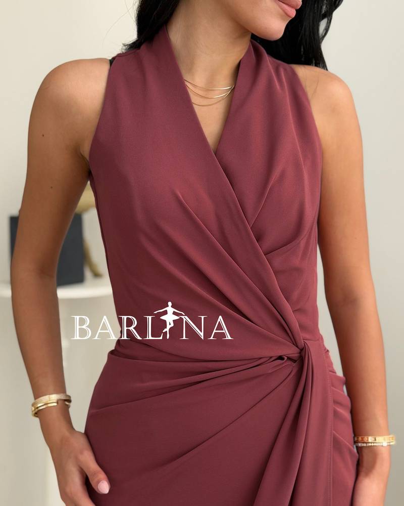 Soft long dress with a side wrap cut