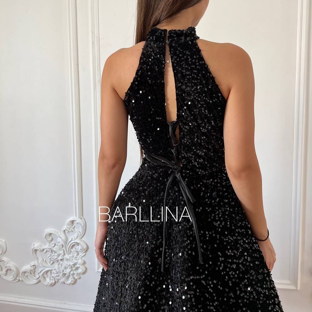 Black midi dress with sequins