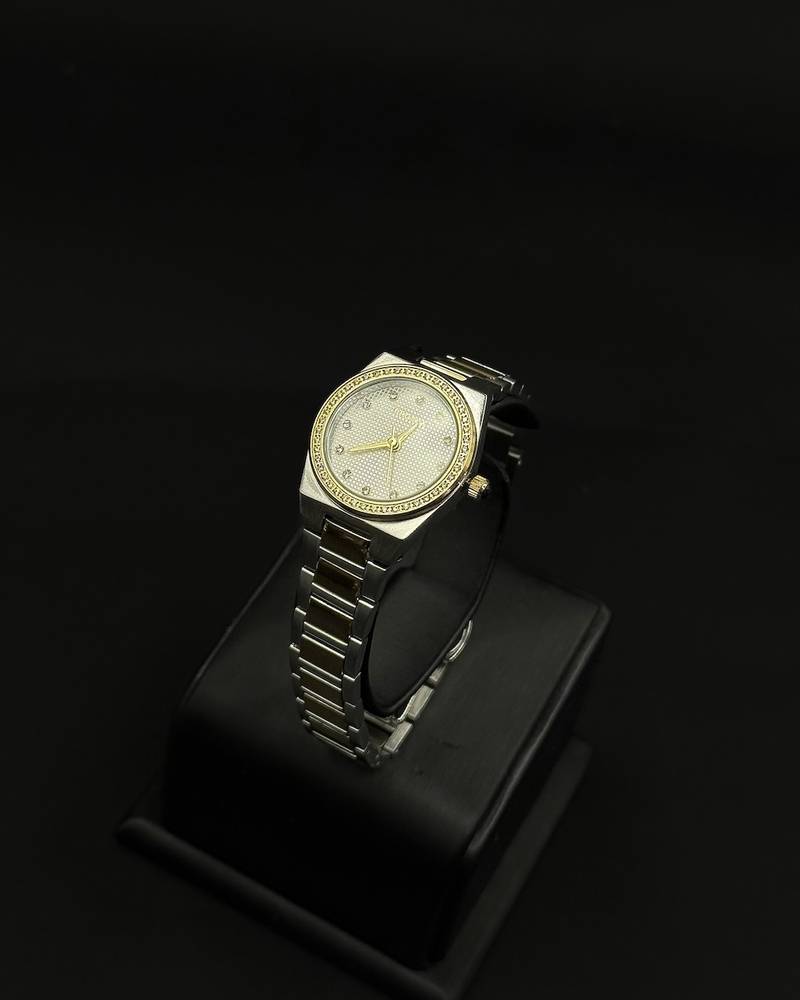 Women's watch with a bezel studded with rhinestones