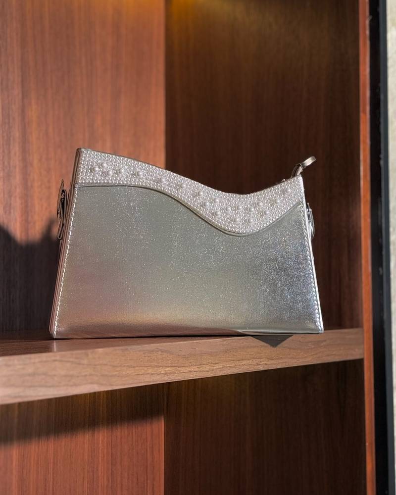 Wavy bag with pearl embellishments