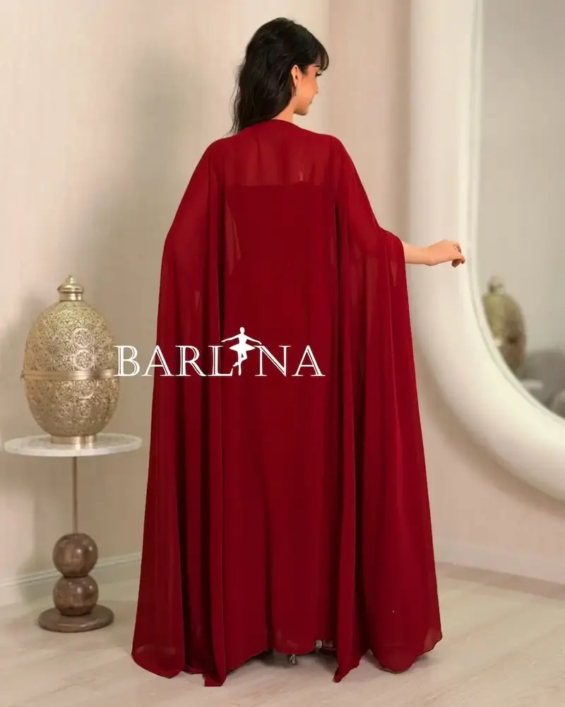 Embroidered jalabiya in dark red