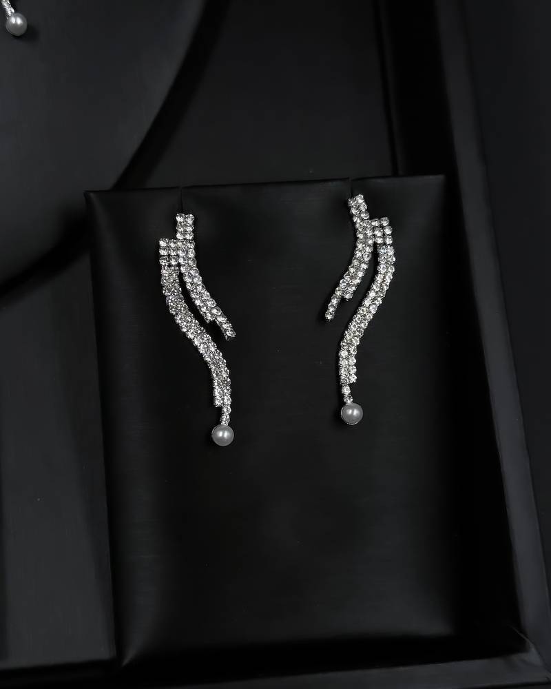 A luxurious set studded with crystals and pearls