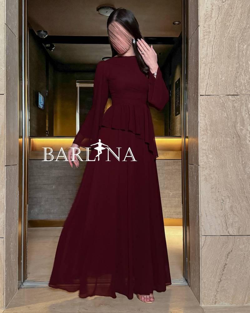 Burgundy dress with soft layered side detail