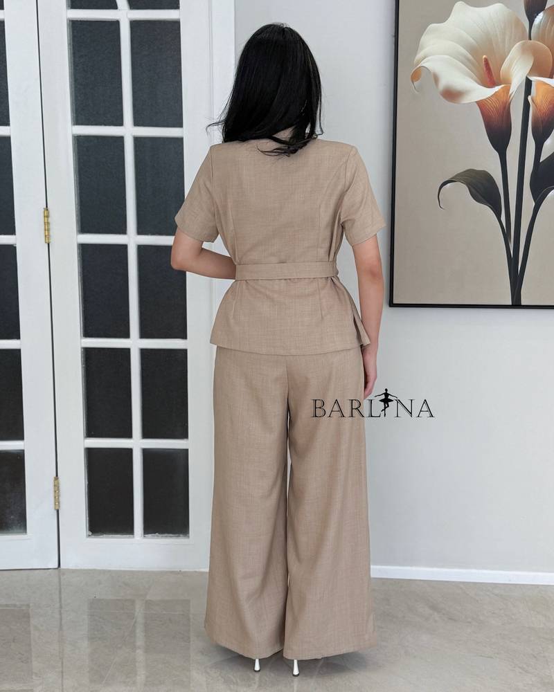 Women's set with a wrap top and wide-leg pants