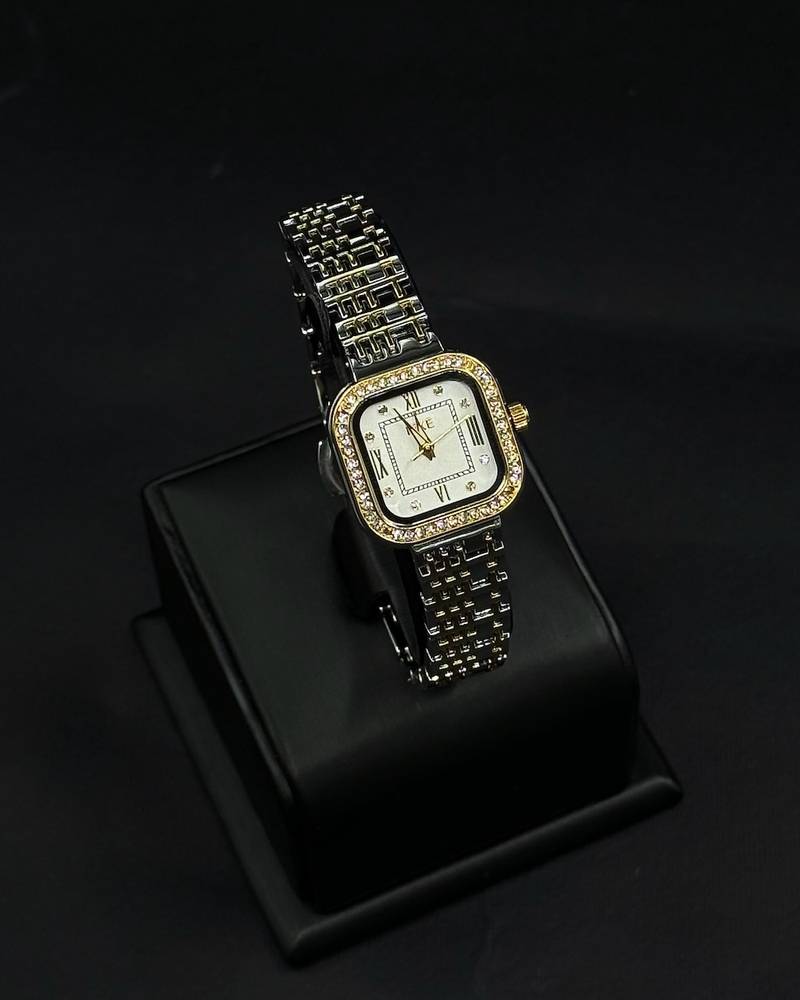 Classic women's wristwatch with a square frame