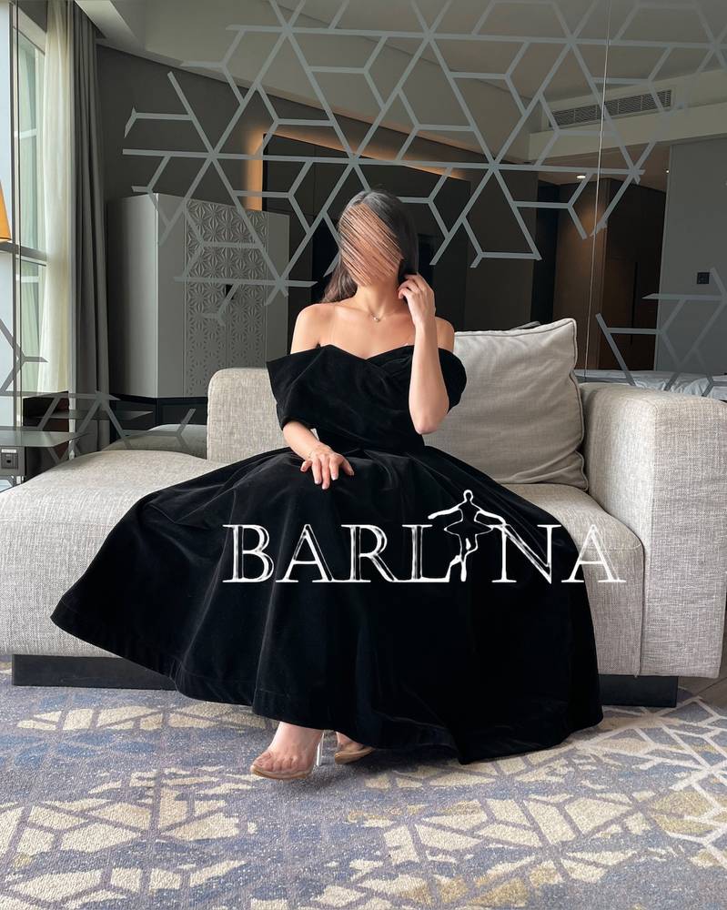 Black velvet midi dress