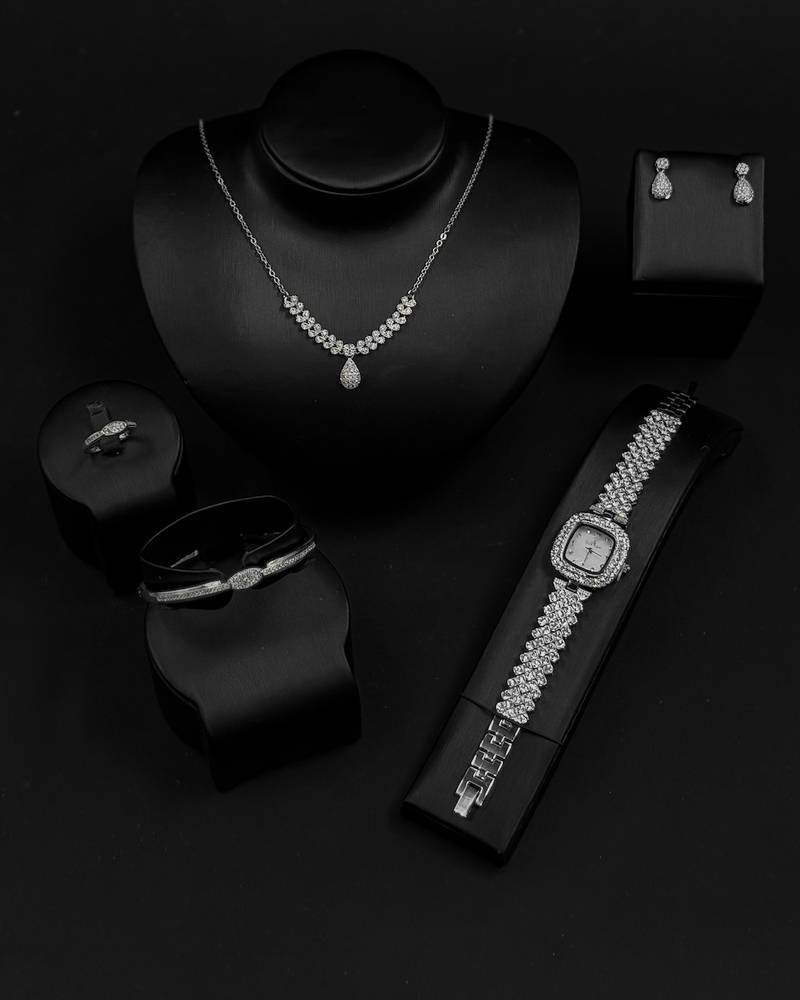 A soft accessory set with a watch