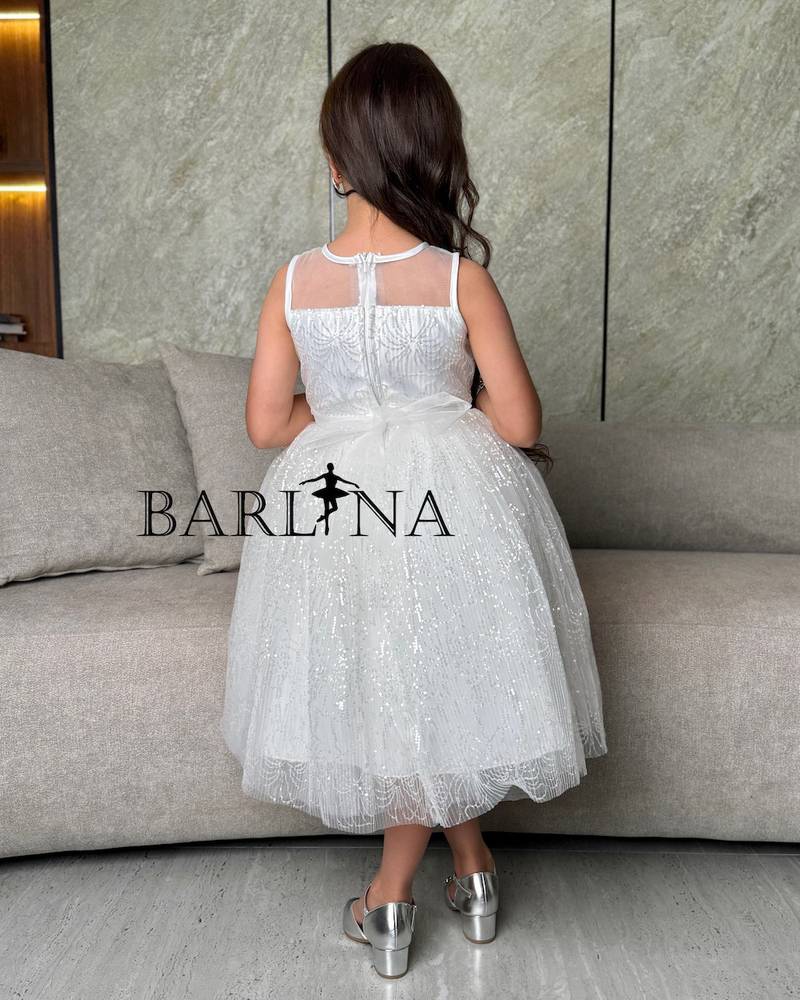 Girls' silver dress with sparkling sequins