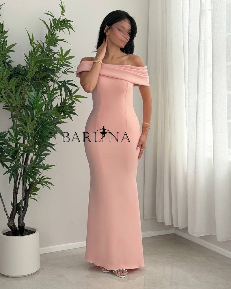 Soft pink off-shoulder dress
