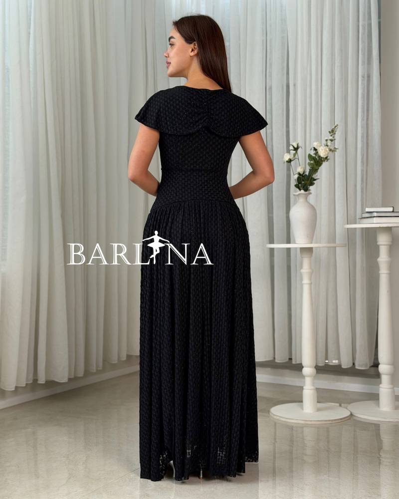 Long black dress with elegant crystal detailing