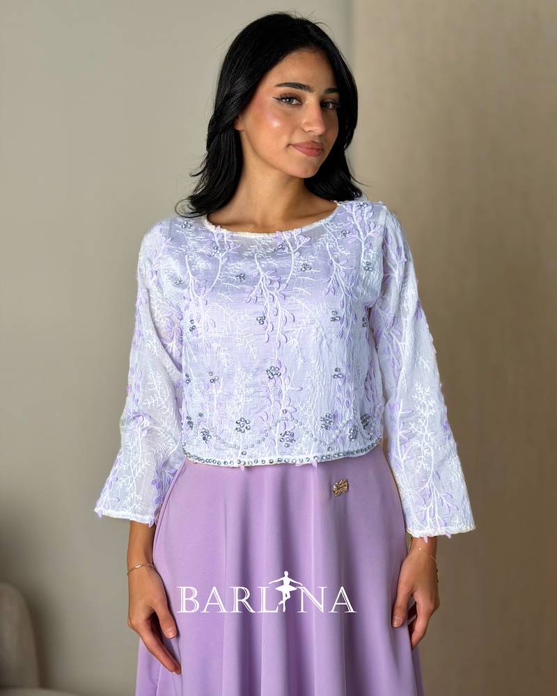 Purple midi dress with a wide cut