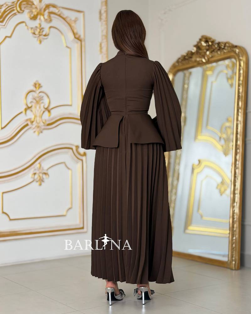 A stylish brown dress with an elegant cut