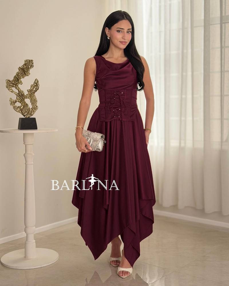 Burgundy corset dress with front tie