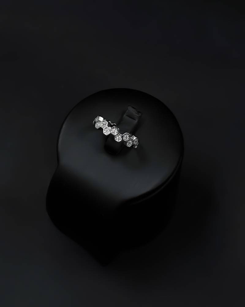 Elegant hexagonal bracelet and ring set