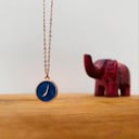 ENAMEL LETTER NECKLACE; BLUE