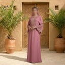 جلابية كتان تصميم واسع أنيق متوفر بعدة ألوان