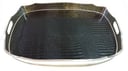 Luxury Rectangular Silver Tray with Crocodile Black Leather in the Base