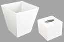 Elegant White Color ‎Wood Set of Tissue Box & Waste Basket