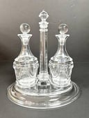 Set of Oil Bottles with Oval Tray Stand