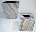 Elegant Lavender Color ‎Wood Set of Tissue Box & Waste Basket