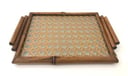 Small Rectangular Bamboo Tray with Gold Straw & Glass Bottom