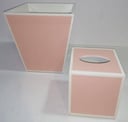 Elegant Paris Pink ‎Color ‎Wood Set of Tissue Box & Waste Basket