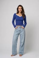 Sweetheart knit top - Blue