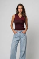 Bumblebee knit polo - Burgundy
