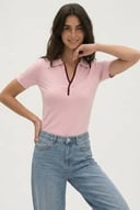 Contrast colar polo - Pink