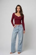 Sweetheart knit top - Red