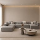 كنب يو مودرن رمادي  بجلسة منخفضة عميقة 400×230×70 (منتج تفصيل)