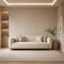كنب ثلاثي مودرن بانحناءات ناعمة، تصميم عصري بمساند دائرية وقاعدة خشبية أنيقة 230×95×80 (منتج تفصيل)