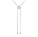 عقد زهرة مويسانيت Y-Necklace | فضة 925 مطلية ذهب أبيض 18K | سلسلة طويلة