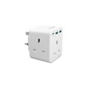 شاحن جداري راف باور بايونير 3 مداخل طاقه ثلاثيه مع منفذين USB ومنفذ تايب سي بتقنية PD بقوة 20 واط ميني - ابيض