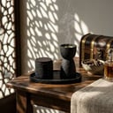 طقم مبخرة مع علبة للعود أسود416045