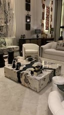 طاولة وسط رخام و خشب أسود