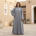 عباية دبل كلوش القماش نواعم خفيف وبارد - رمادي