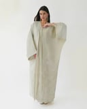 Linen Abaya with Pearl Embroidery 