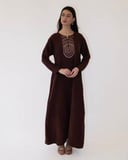Burgundy Washed Silk Beaded Embroidered 