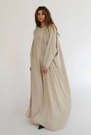 Beige Embroidered Abaya