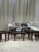 Copy of Copy of طقم طاولات خشب سنديان سطح مرايه 7قطع